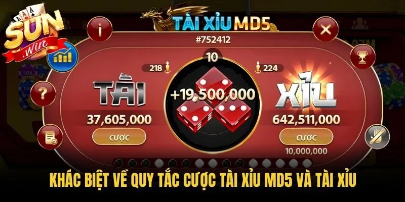 Khác biệt về quy tắc cược Tài Xỉu MD5 và Tài Xỉu