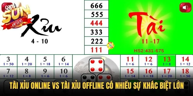 Tài Xỉu online vs Tài Xỉu offline có nhiều sự khác biệt lớn